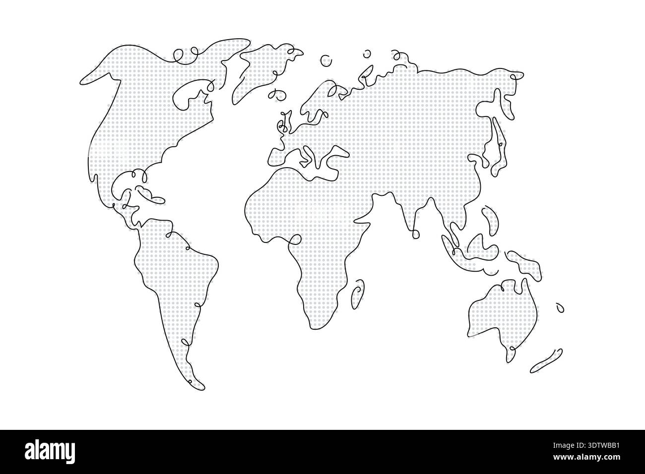 Outline and silhouette with dot pattern world map, vector illustration Stock Vector