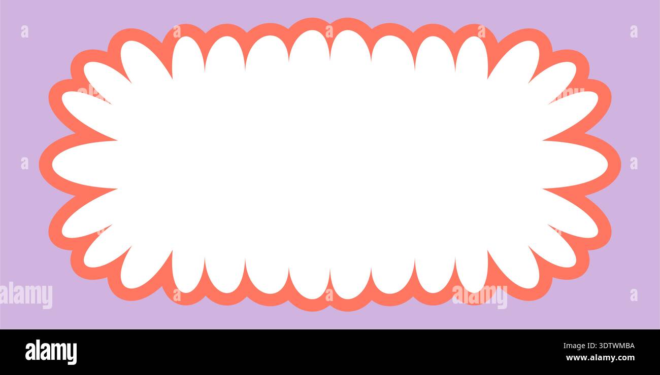 Groovy Scallop Border Rectangle Shape Stock Vector