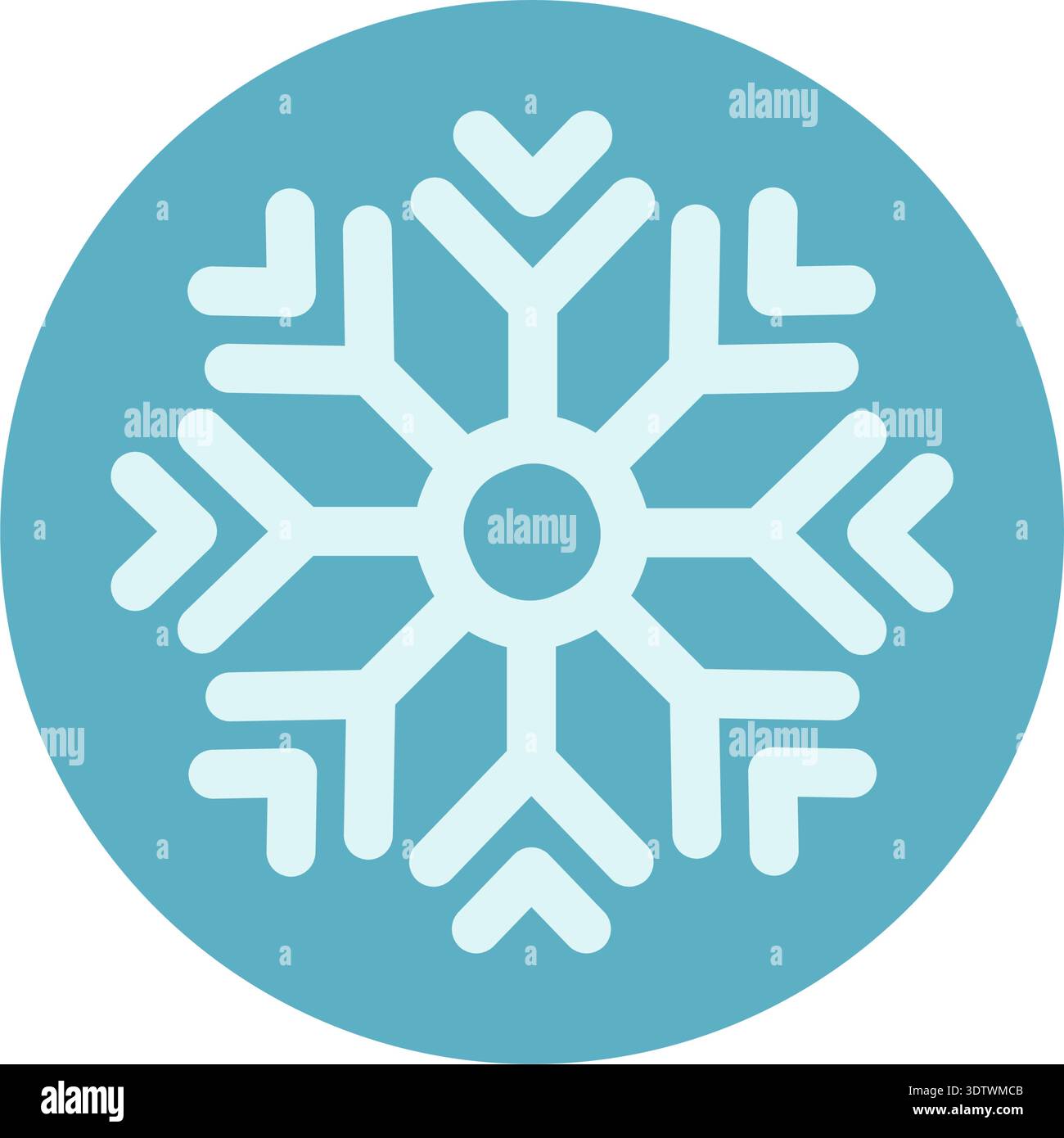 Icy Round Snow Flake Sticker Outline Stock Vector