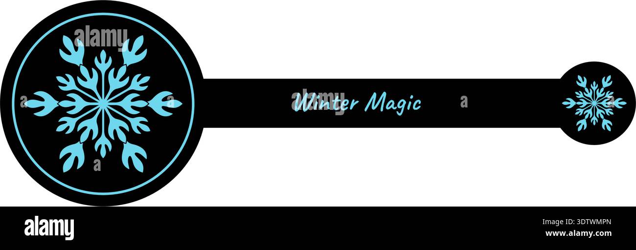 Winter Snowflake Label With Blue Ornament Stock Vector