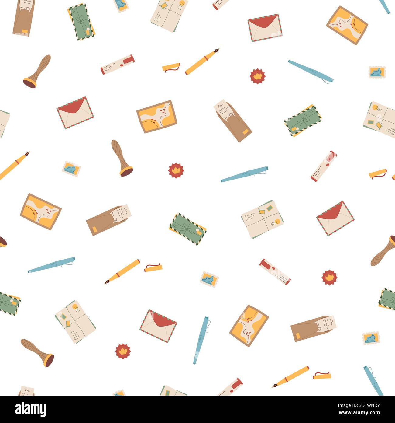 Mail Seamless Pattern Flat Background Stock Vector