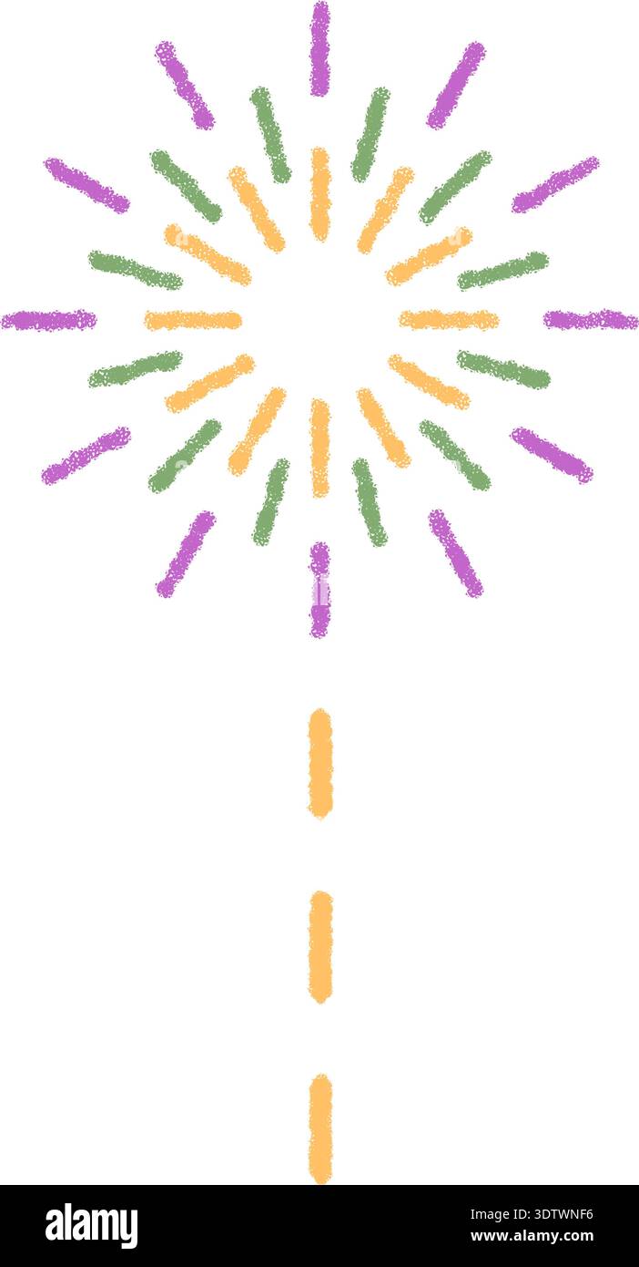 Crayon Firework Burst With Round Pattern Stock Vector