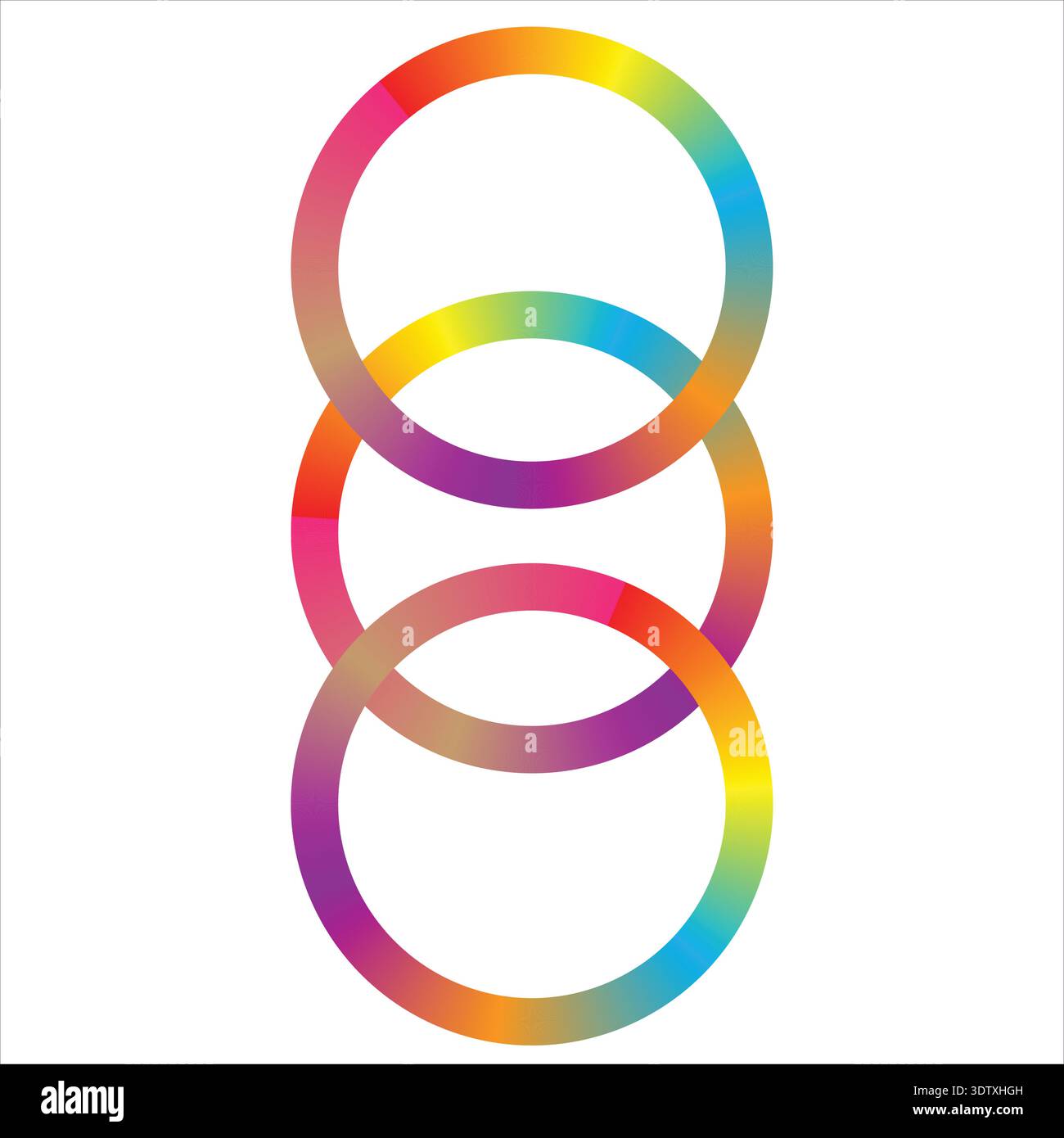 Colorful Gradient Overlapping Circles Abstract Design, Modern Geometric Ring Shape Background Vector Illustration. Stock Vector