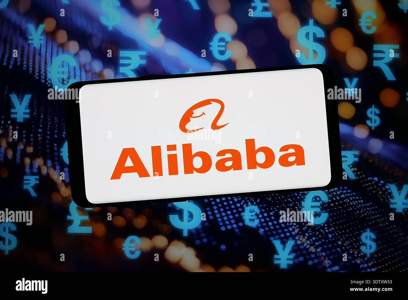 In this photo illustration, the logo of Chinese company Alibaba Group ...