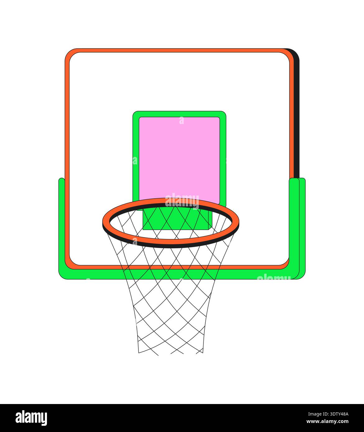 Basketball hoop with net and backboard 2D cartoon object Stock Vector