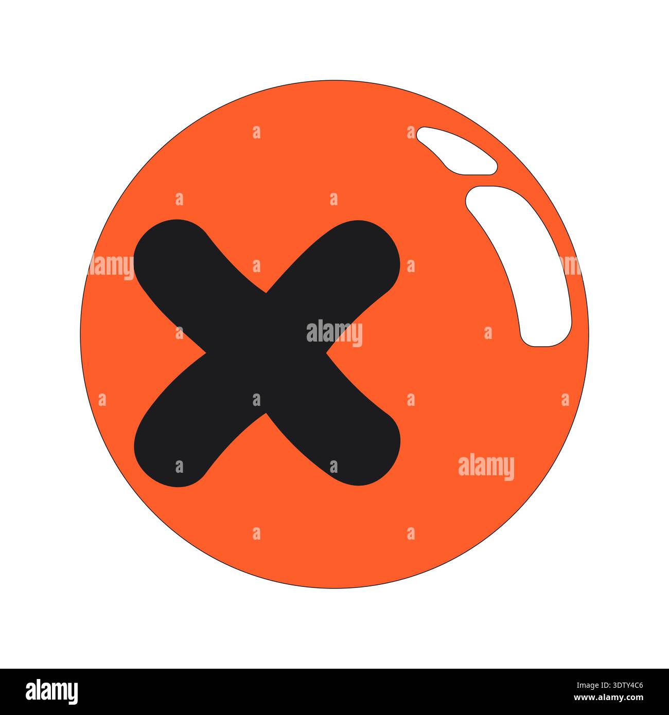 Red cross mark glossy bubble 2D cartoon object Stock Vector