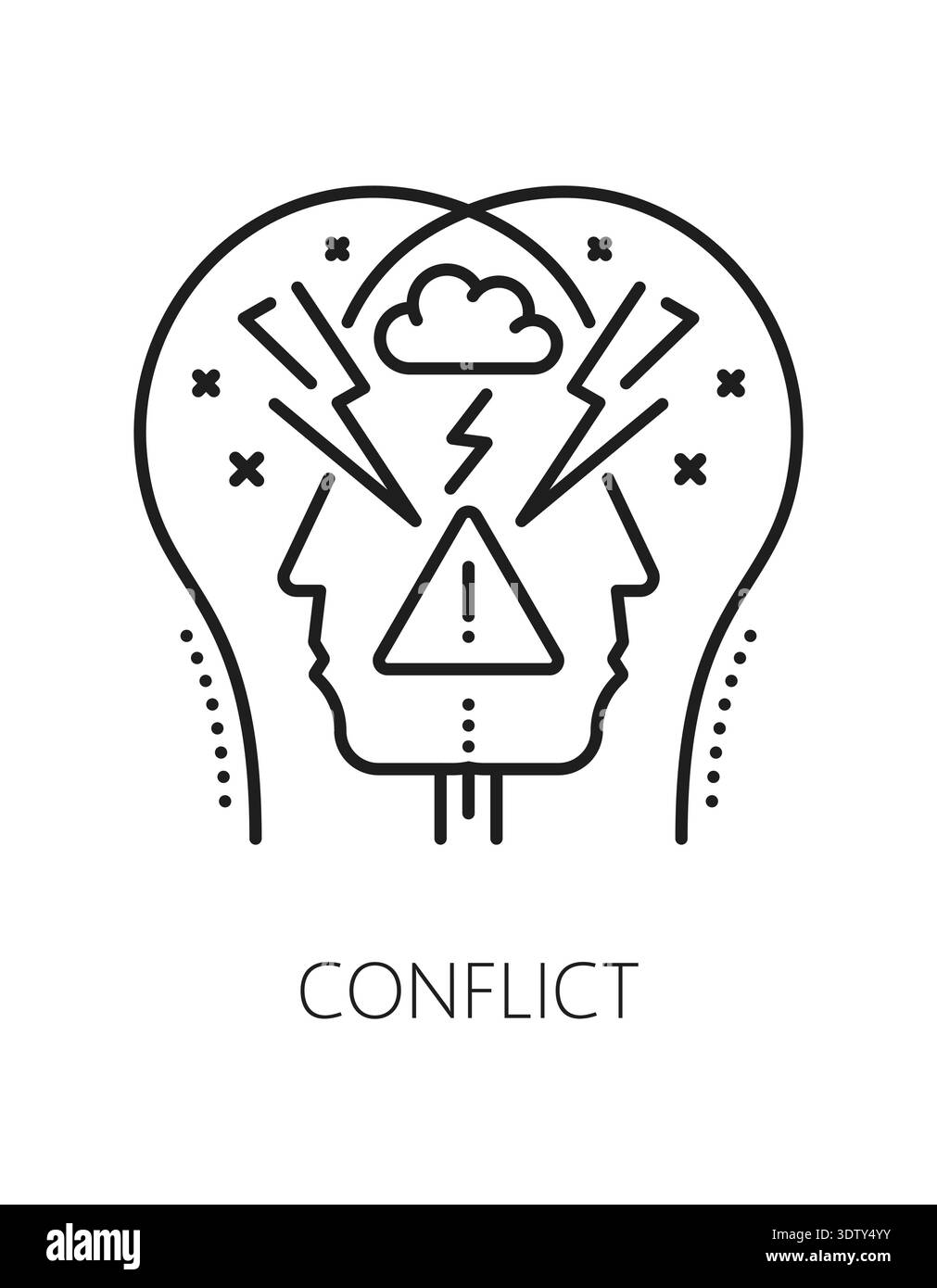 Conflict mental health, psychology line icon or pictogram. Mental ...