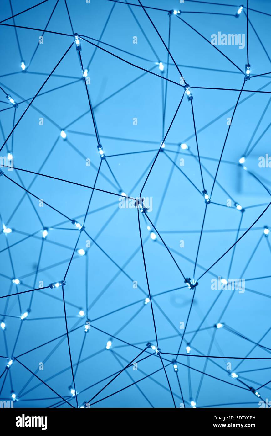 Abstract Network of Connected Nodes Representing Information Sharing Concept Stock Photo
