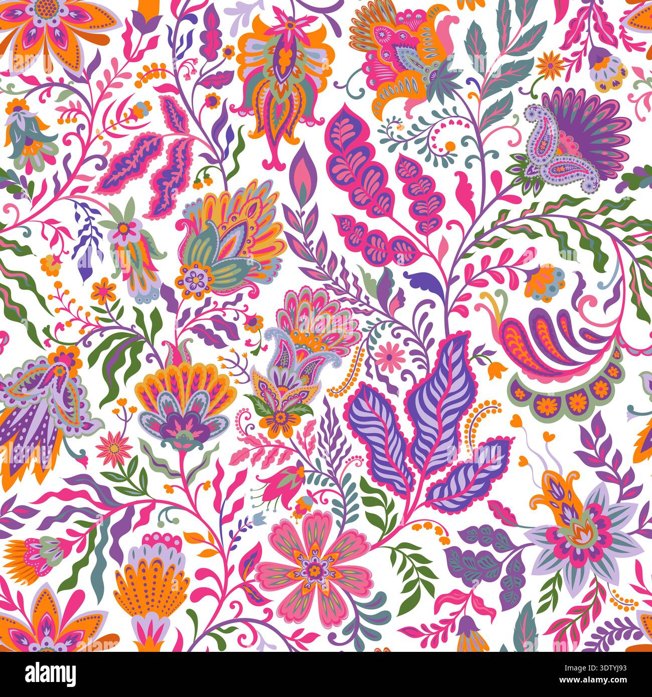 Bright Folklore Garden Ornament Repeat Stock Vector
