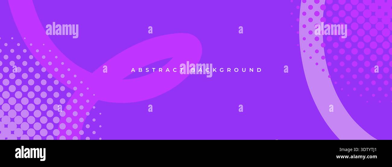 Purple halftone wave on abstract background, bold neon crescent shapes with dotted texture, smooth gradient flow, playful dynamic mood, subtle Stock Vector