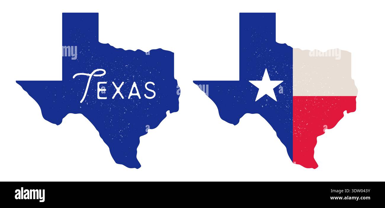 Texas state map silhouette, lone star state symbol Stock Vector
