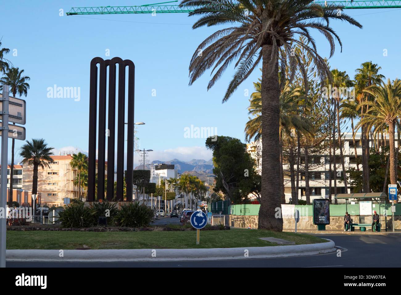 roundabout at junction of avenida de tirajana and avenida estados unidos maspalomas gran canaria, canary islands, spain Stock Photo