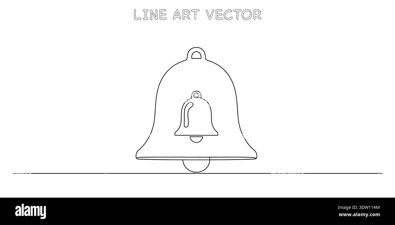 Clean and simple line art of a single bell, perfect for icons, logos ...