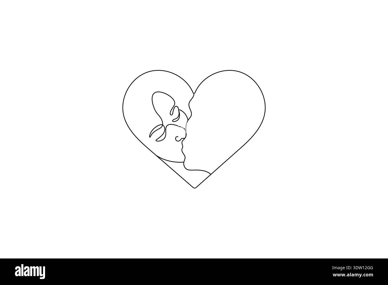 Hands forming heart shape in continuous one line drawing minimalist ...