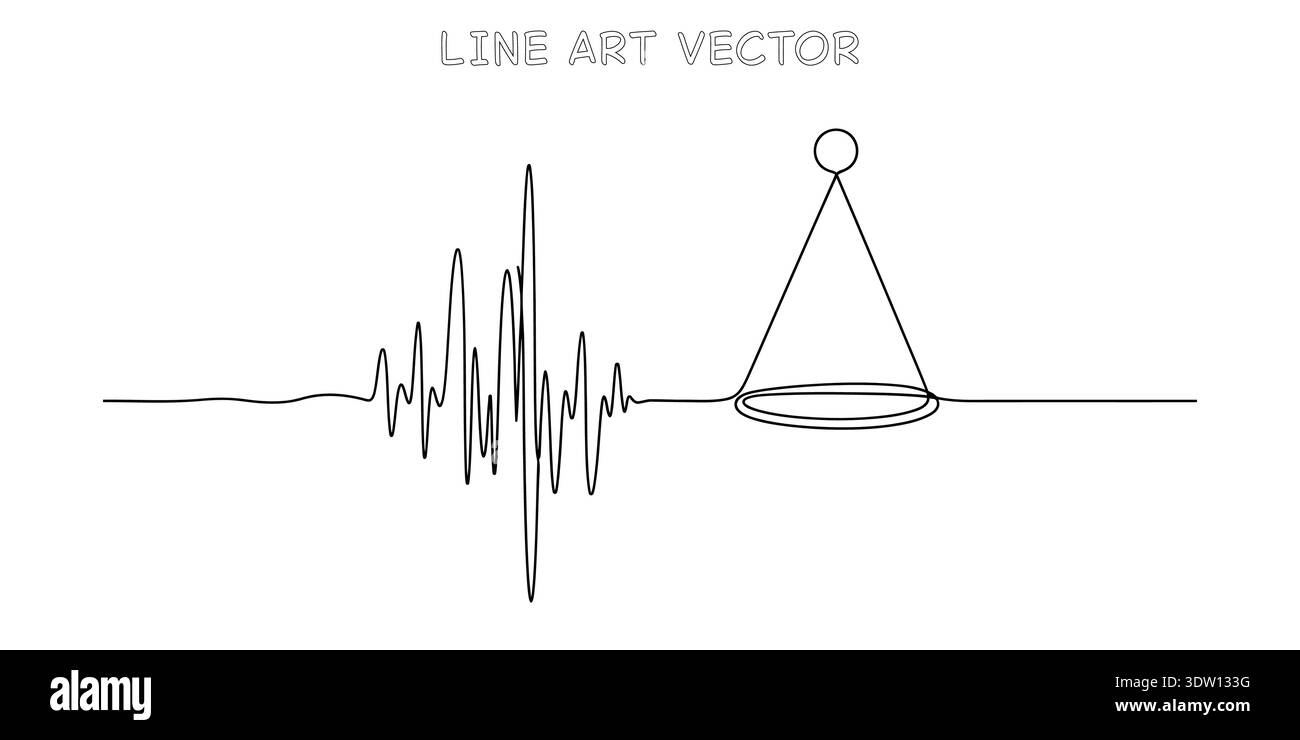 Simple line art of a fortune teller pendulum swinging over a heartbeat ...