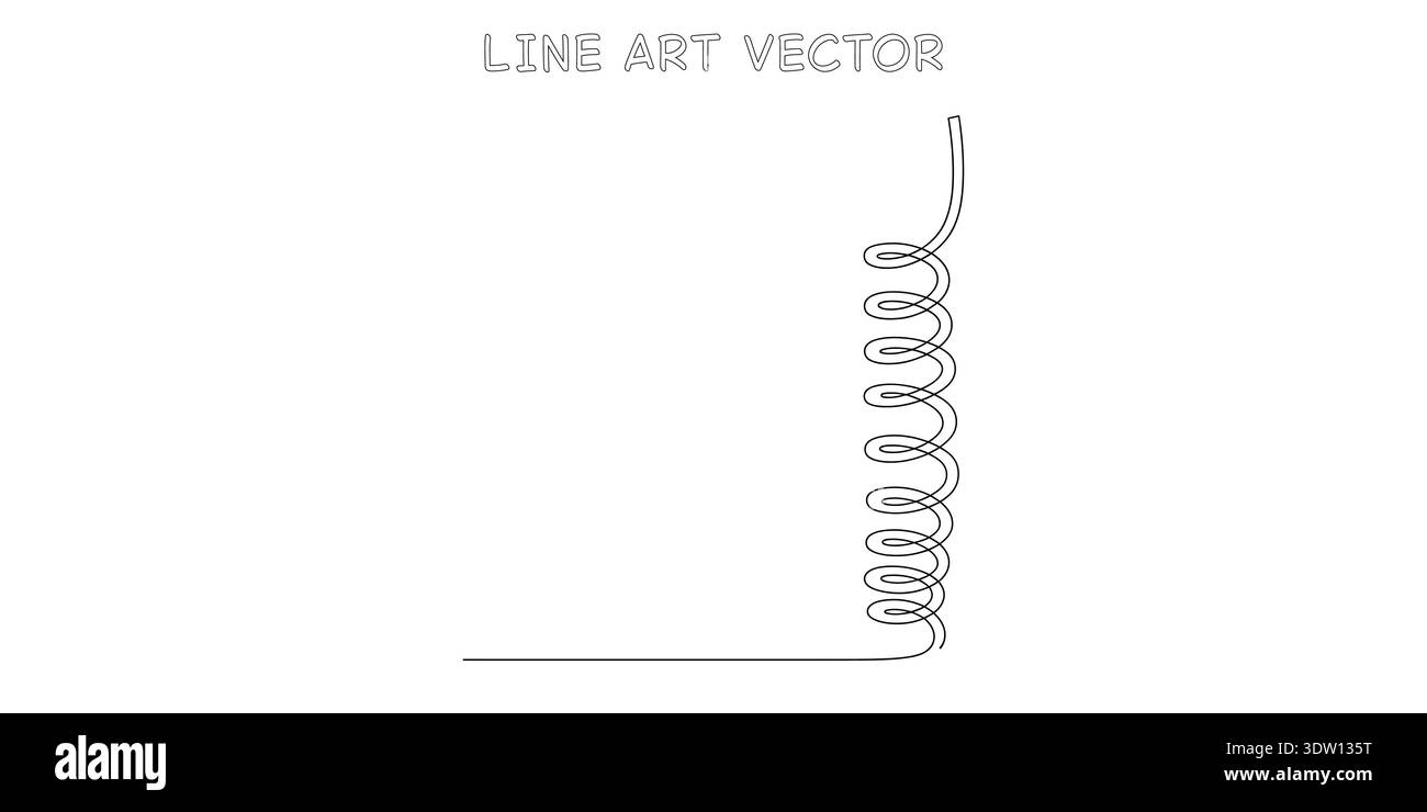 Spring Line Work Simple Simple black and white line drawing of a spring or spiral shape in a ...