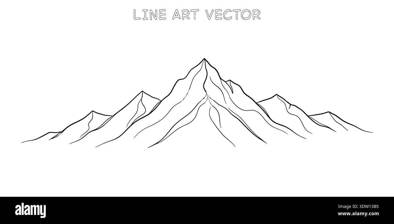Soft Ridge Line Drawing Clean and simple mountain range line drawing with smooth curves and ...