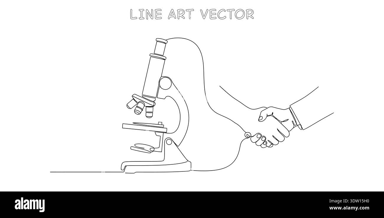 Simple line art drawing of a microscope used in science labs for ...