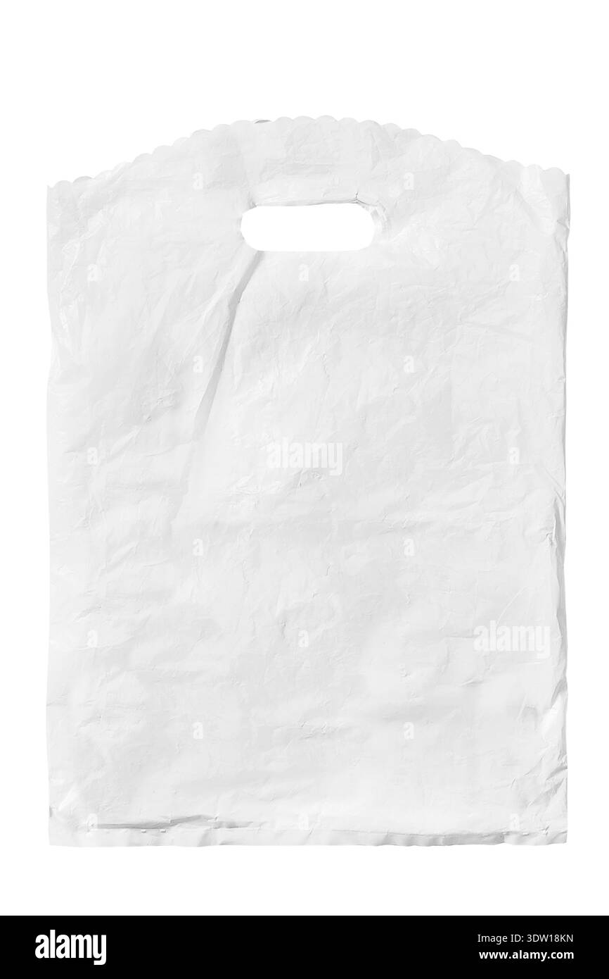 Blank white plastic packet bag isolated on white background Stock Photo