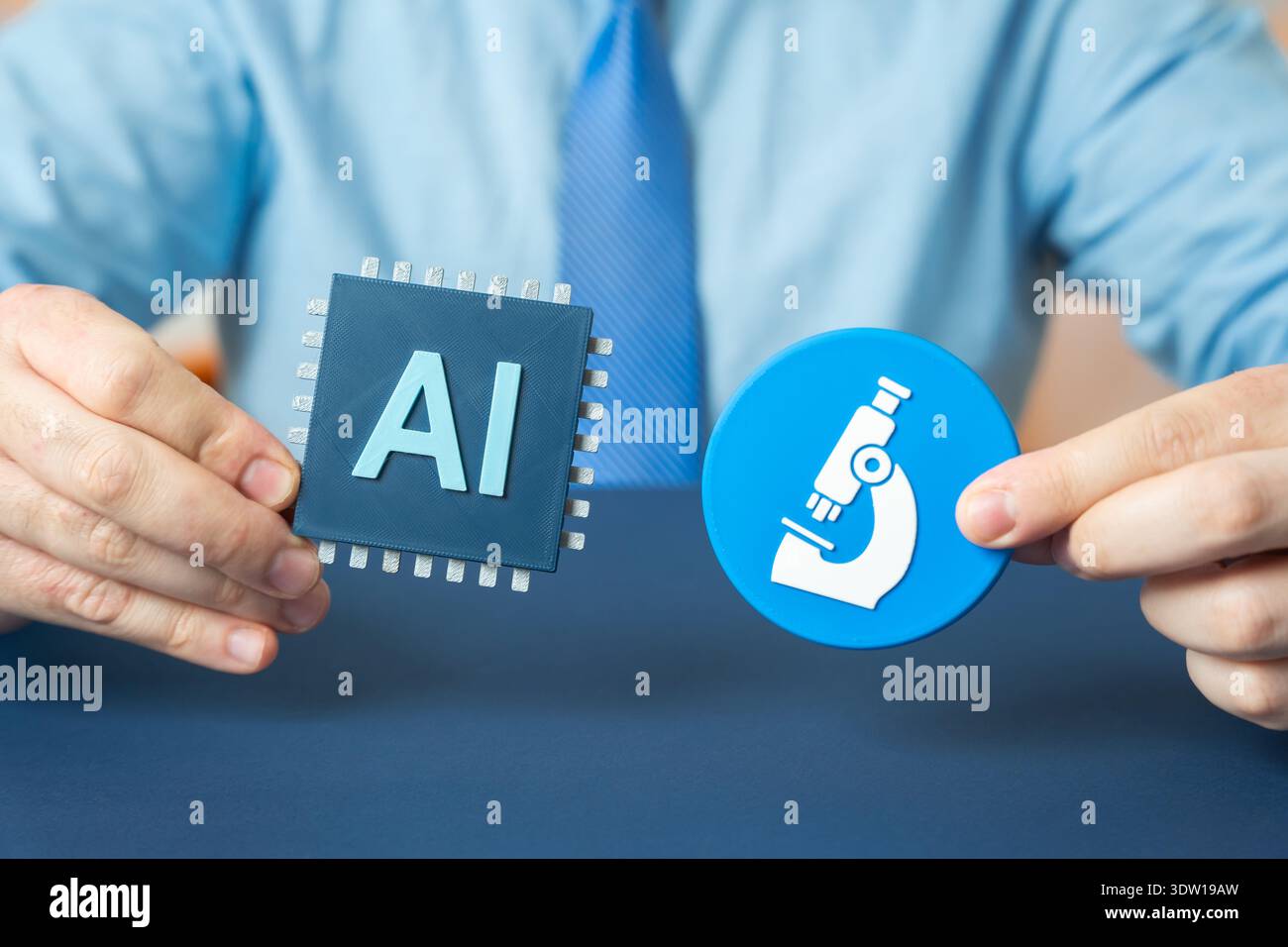 Using AI in scientific research. Working with large data sets and predictive models. Breakthrough discoveries powered by artificial intelligence and d Stock Photo
