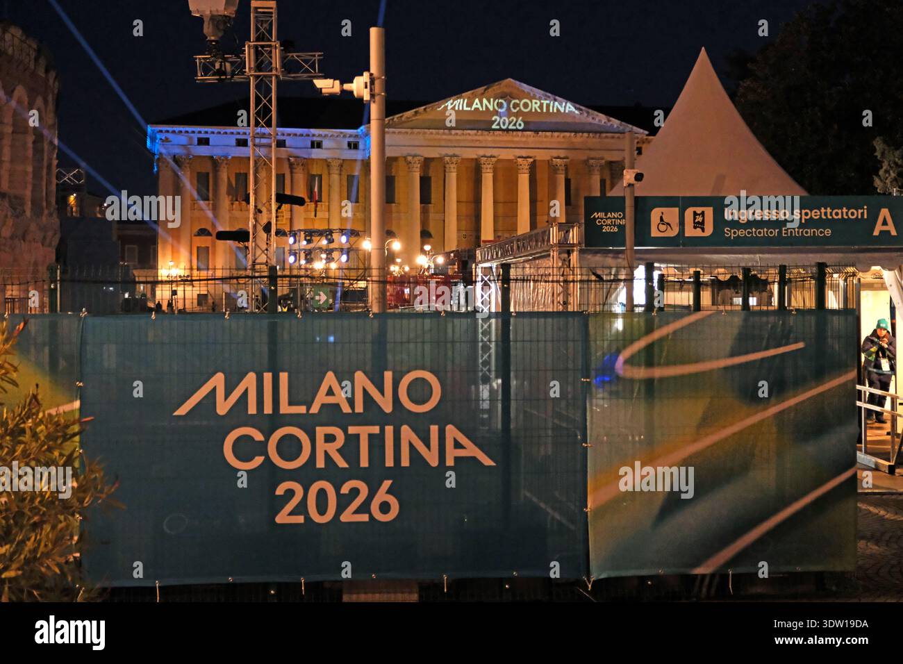 Sign for the Milano Cortina 2026 Winter Olympics preparing for the ...