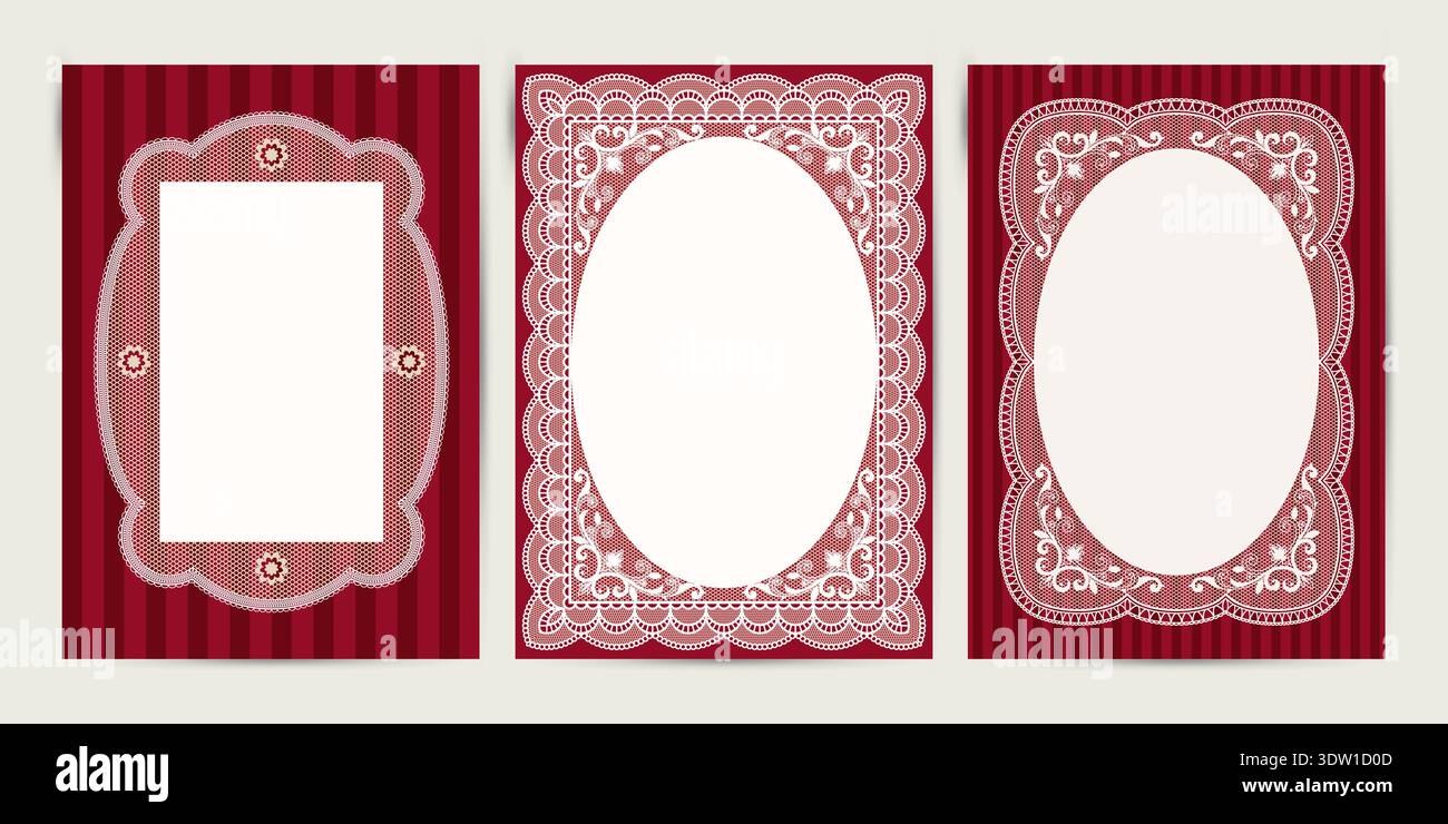 Elegant Lace Frames. Card or invitation Vector design Stock Vector