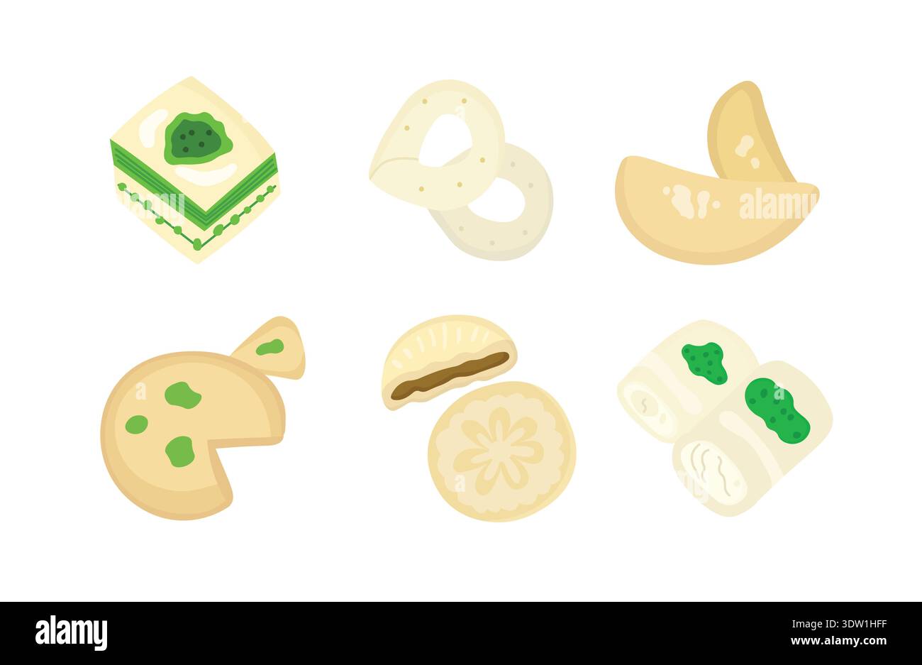 Oriental sweets set for Eid stickers or arab restaurant decor Stock Vector