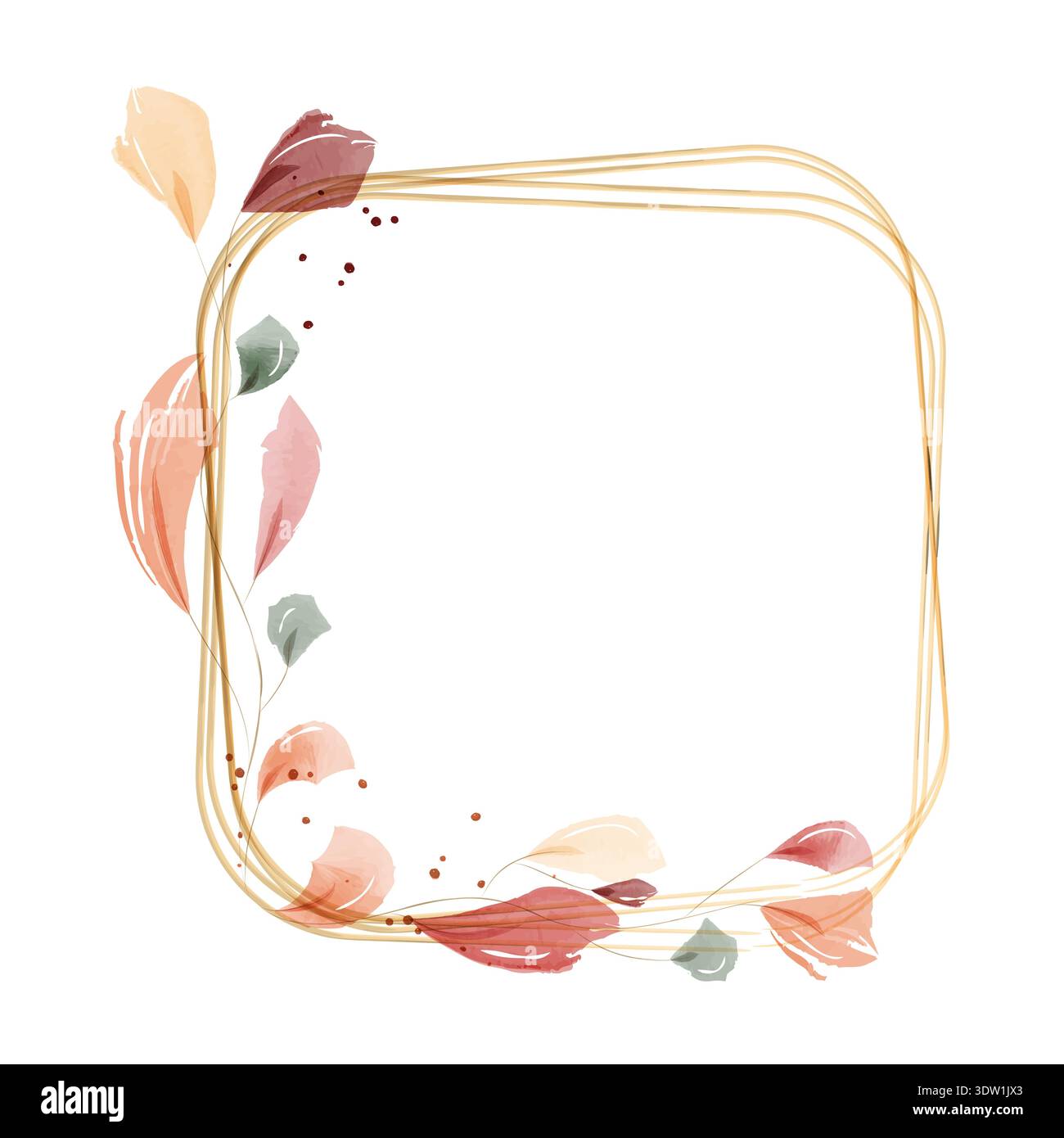 A decorative rounded rectangular frame formed by thin golden lines. Stock Vector