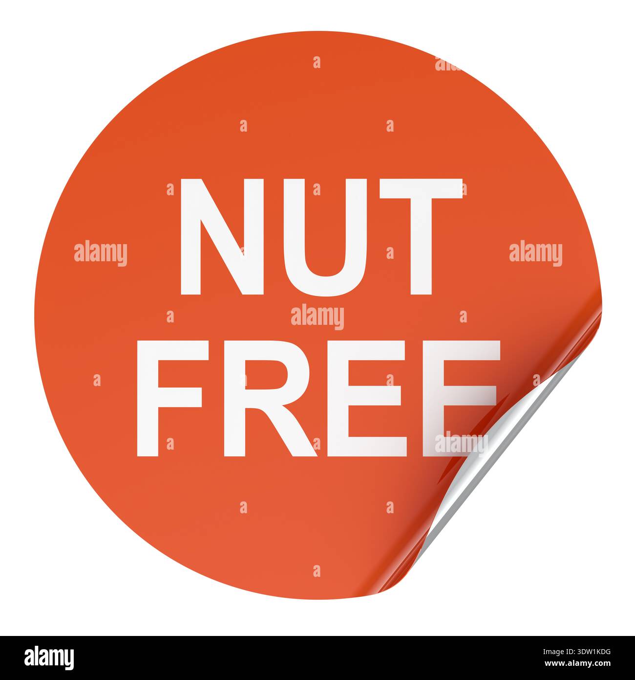 Nut Free sticker label with peeling corner, 3D rendering isolated on ...