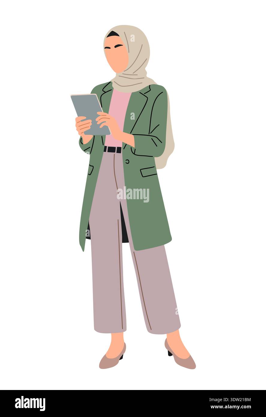 Muslim woman in hijab tablet Stock Vector Images - Alamy