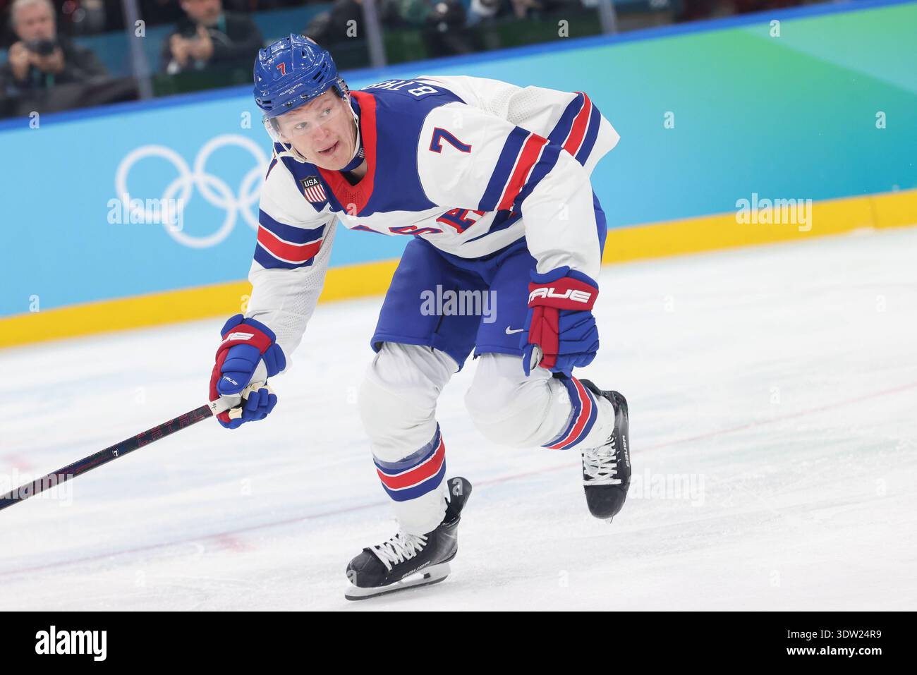February 22, 2026: Brady Tkachuk (7) of the United States in action ...