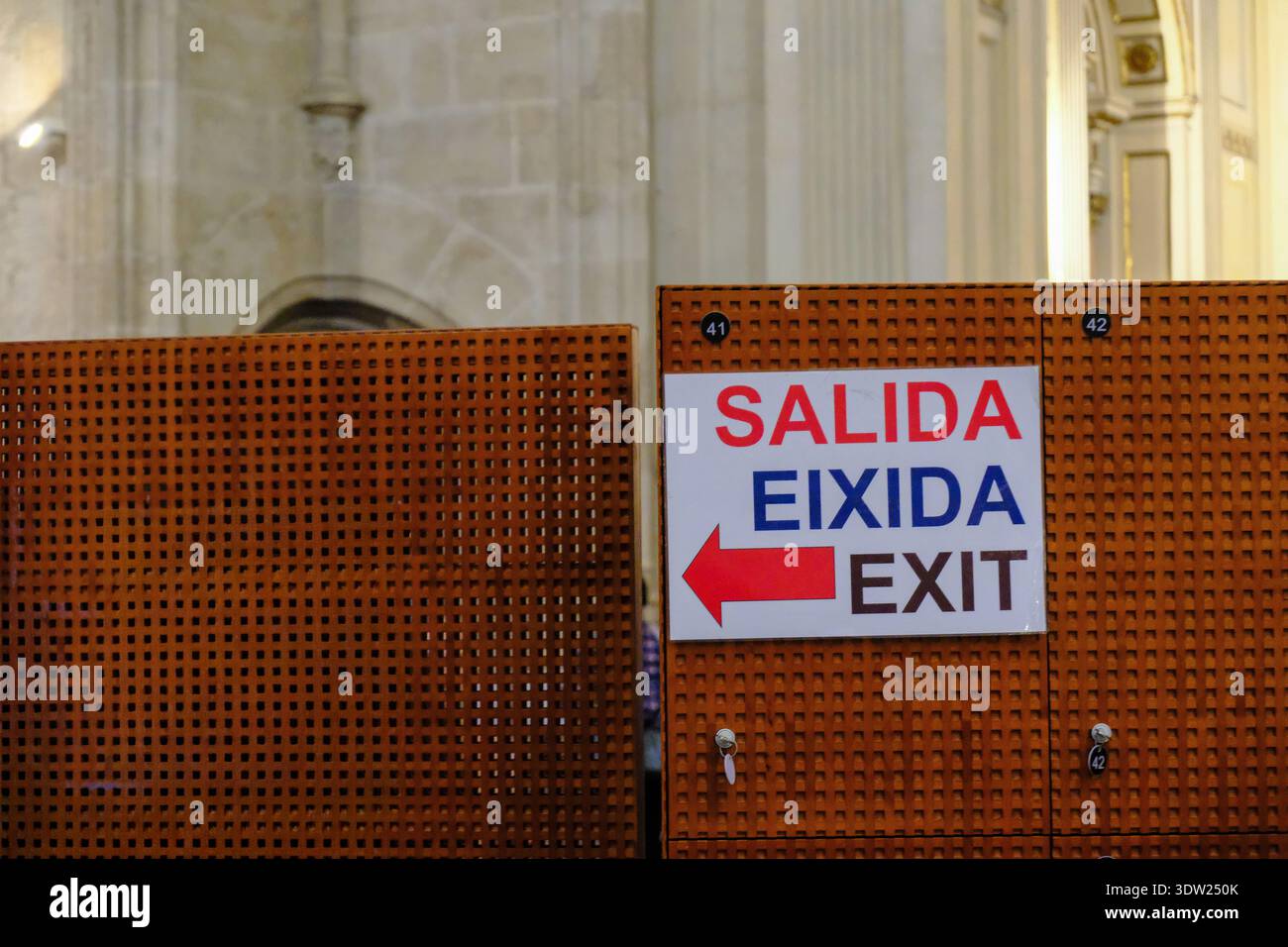 19 FEB 2026 - Valencia, Spain - A Salida or Exit sign in a Spanish tourist attraction. Stock Photo