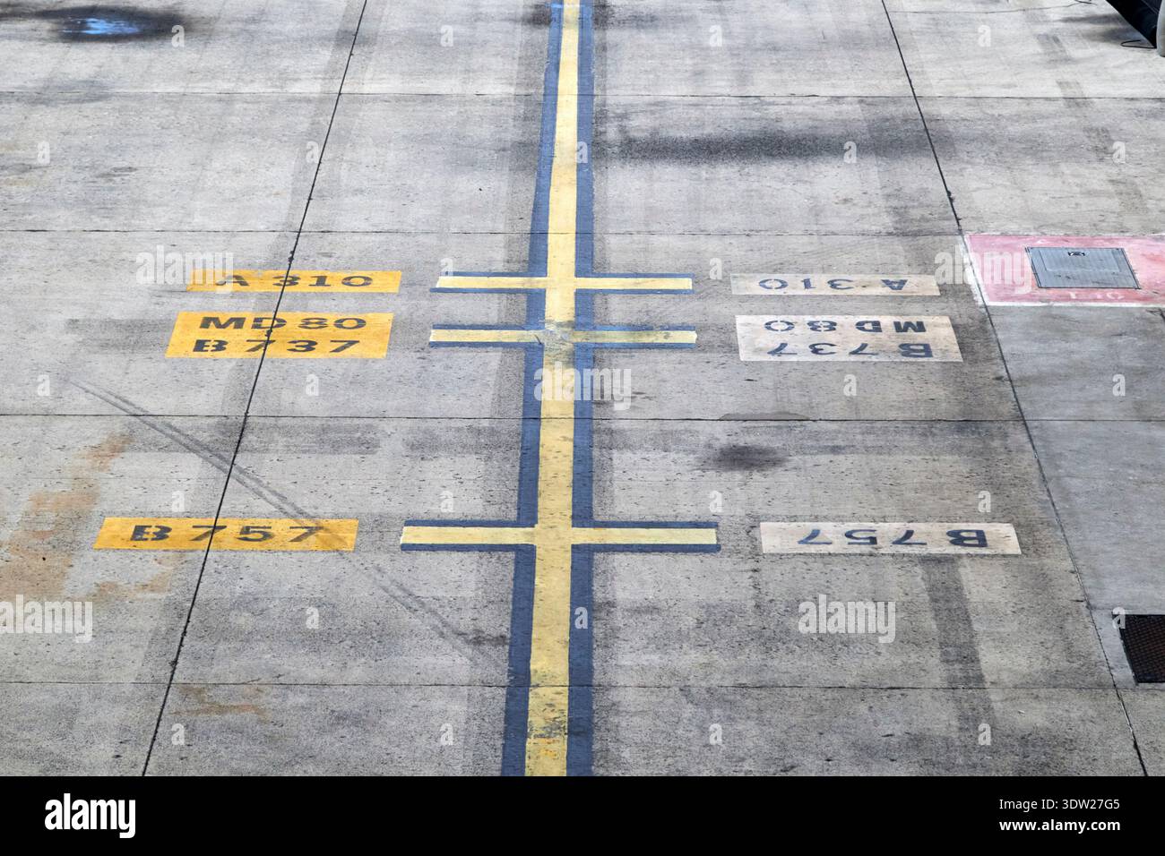 aircraft stand gate front wheel parking positions for various types of ...