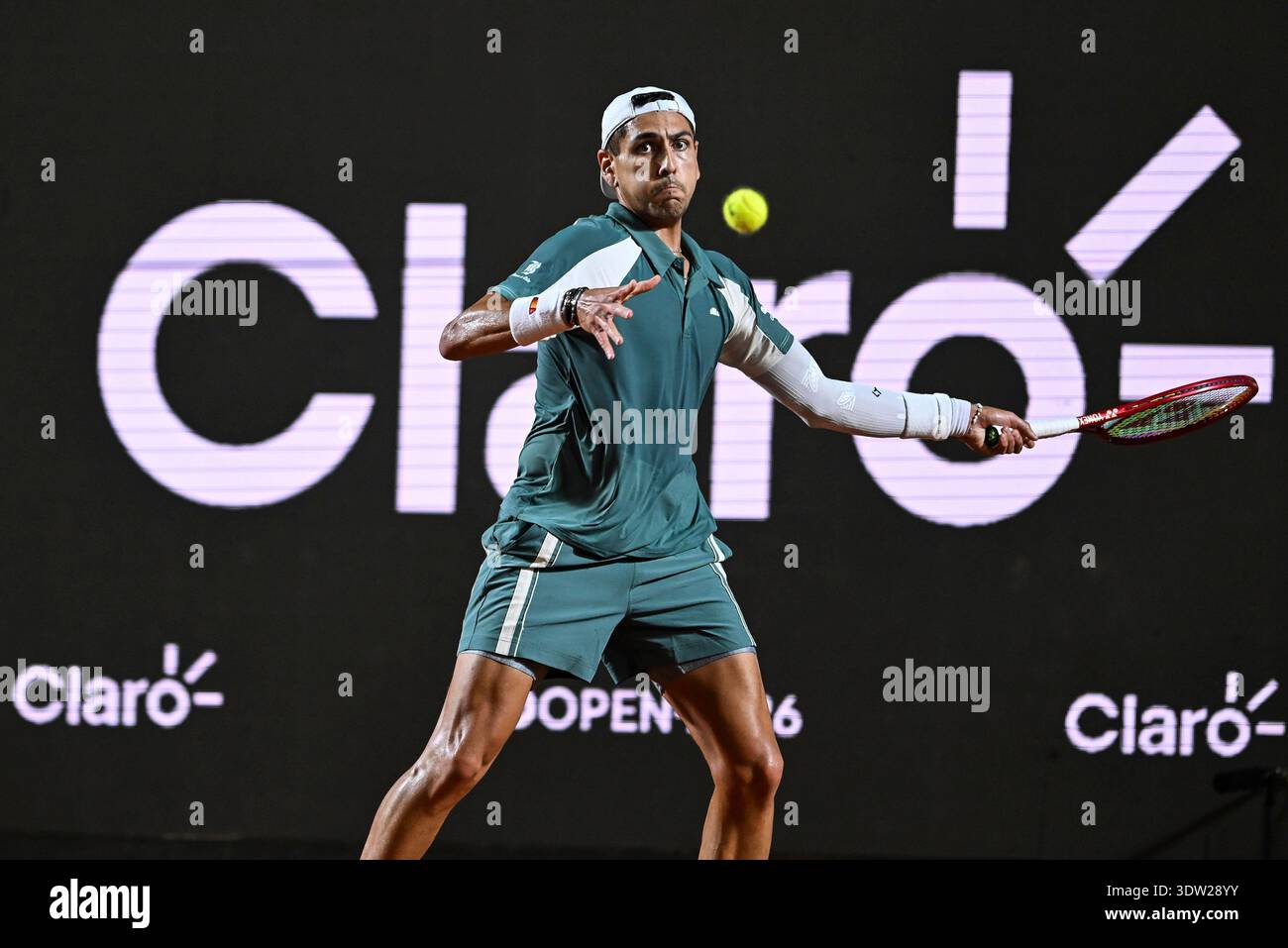 Rio de janeiro brazil february alejandro tabilo in action on guga kuerten court during the rio open at jockey club brasileiro Rio de janeiro brazil february alejandro tabilo in action on guga kuerten court during the rio open at jockey club brasileiro
