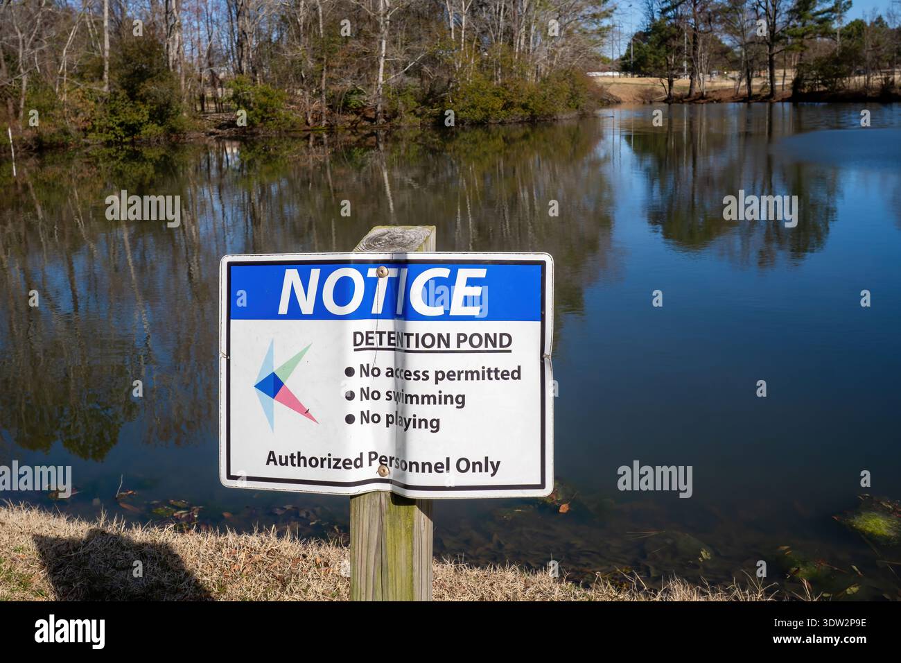 Detention Pond Warning Sign