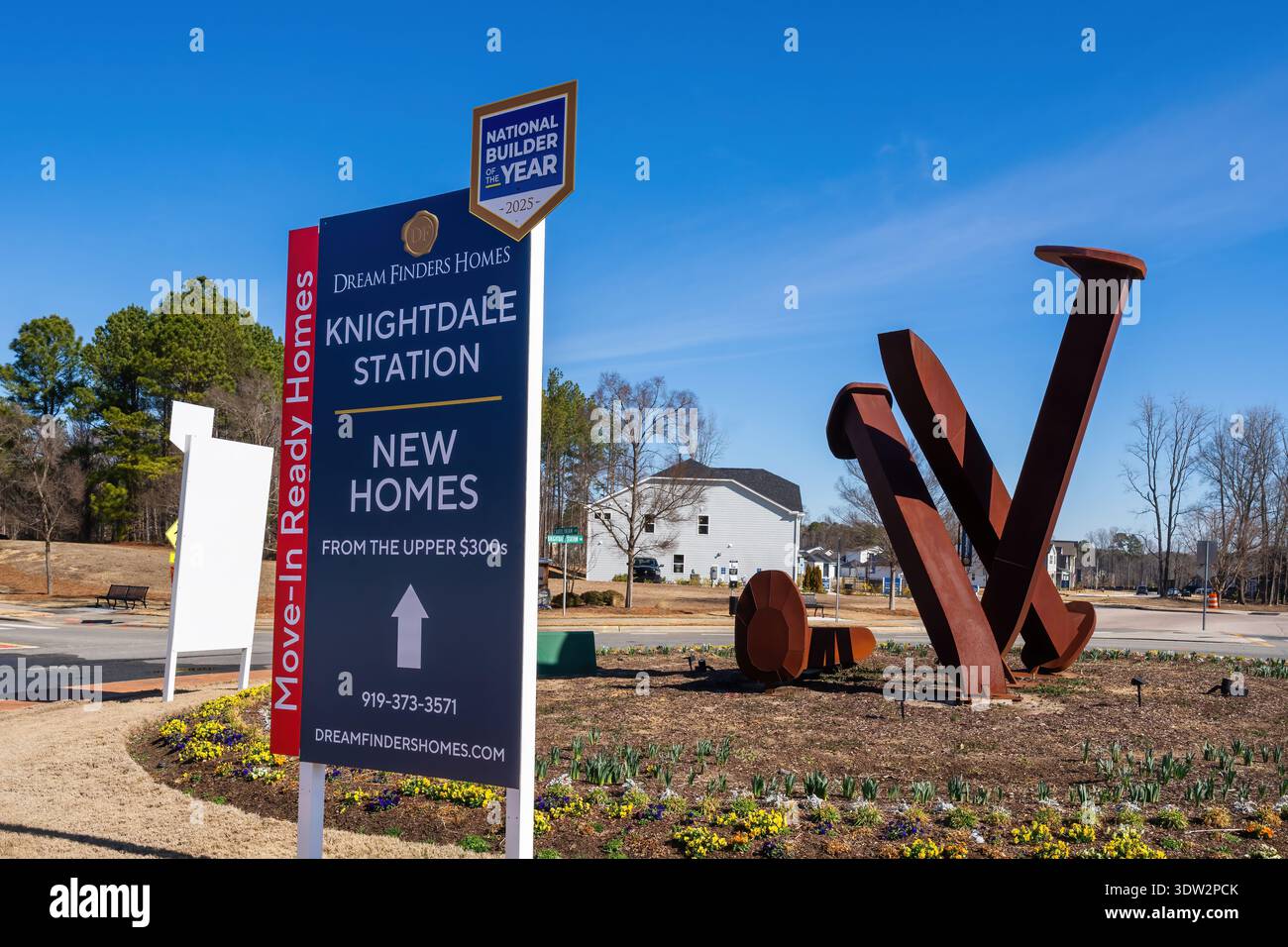 Subdivision entrance sign advertising new homes at Knightdale Station ...