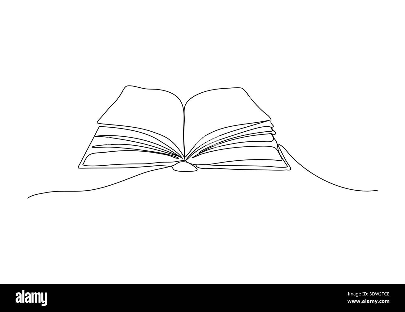 Open book one line drawing, vector illustration Stock Vector Image ...