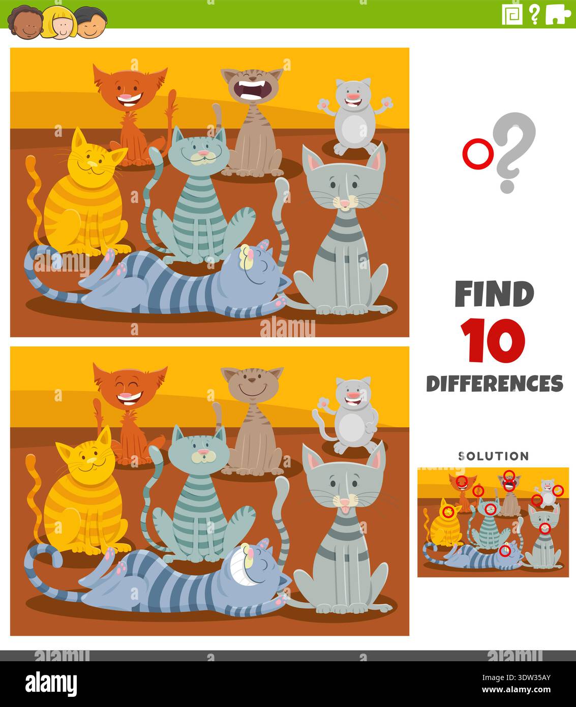 Cartoon illustration of finding the differences between pictures ...