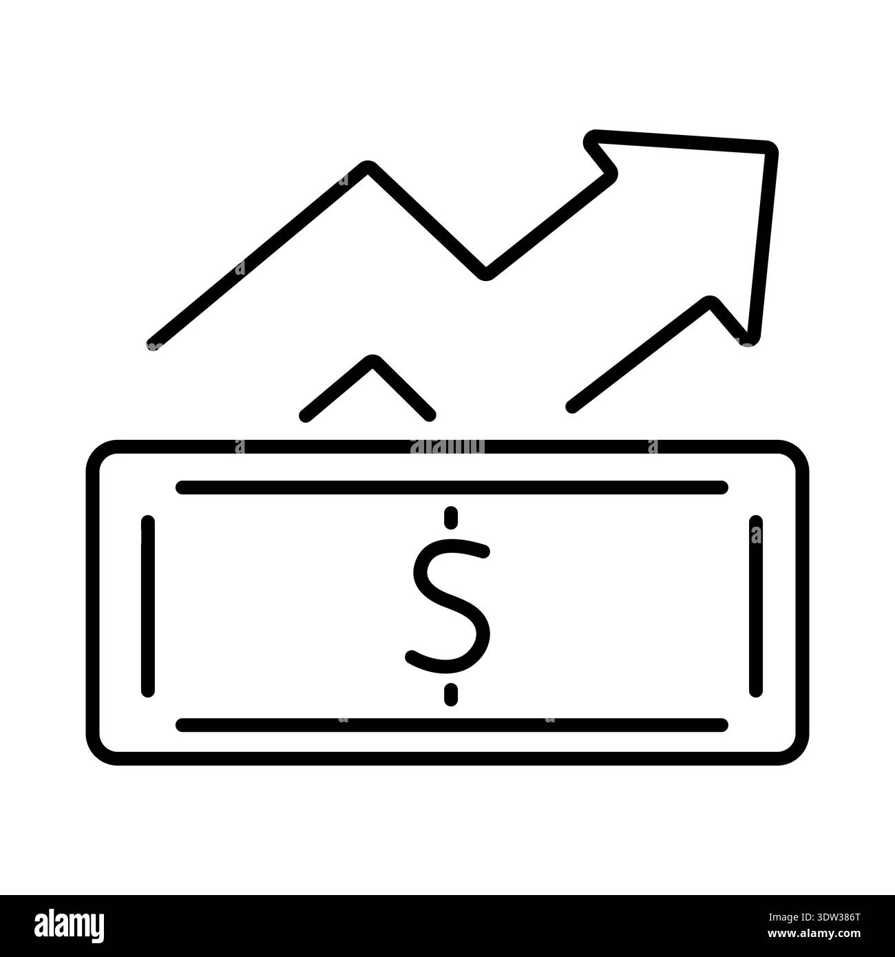 Pictogram Rising Chart Dollar price change chart. Dollar growth. Rising trend. Dollar bill ...
