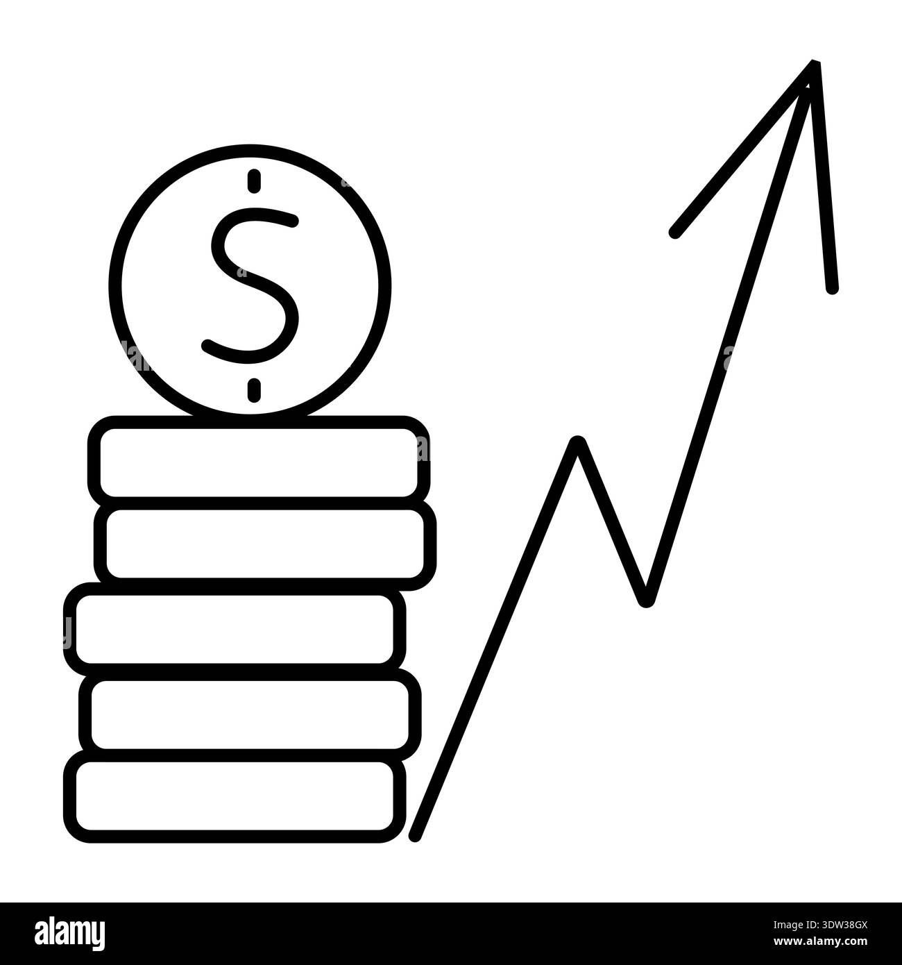 Currency price change chart. Positive rising trend, stack of dollar ...