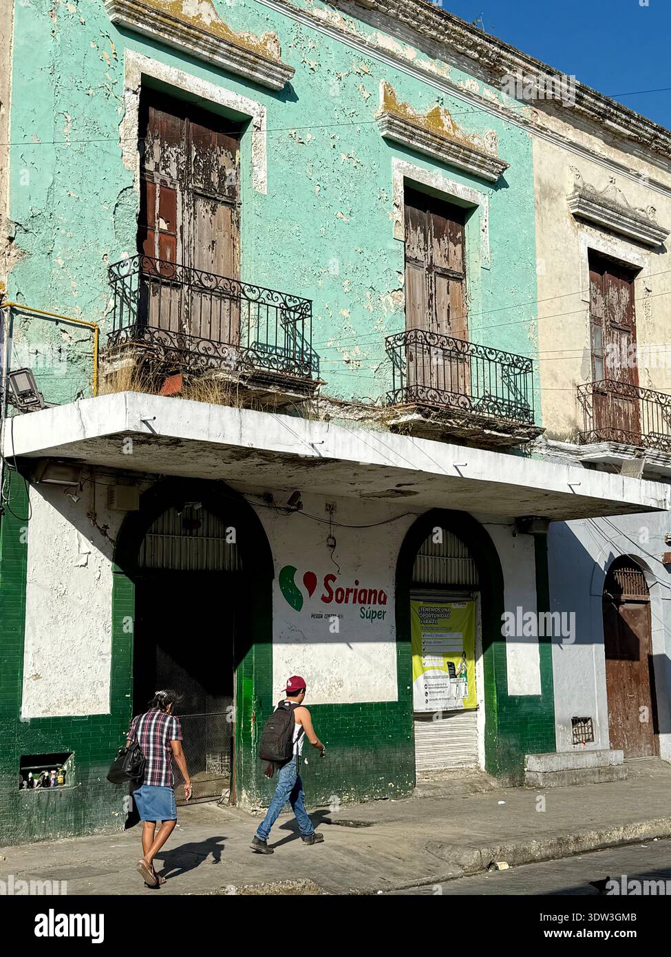 Decayed colonial buildings, Merida Mexico Stock Photo