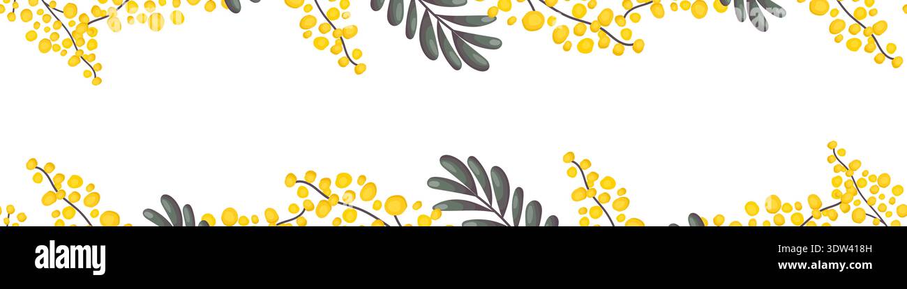 Seamless mimosa floral border pattern Stock Vector