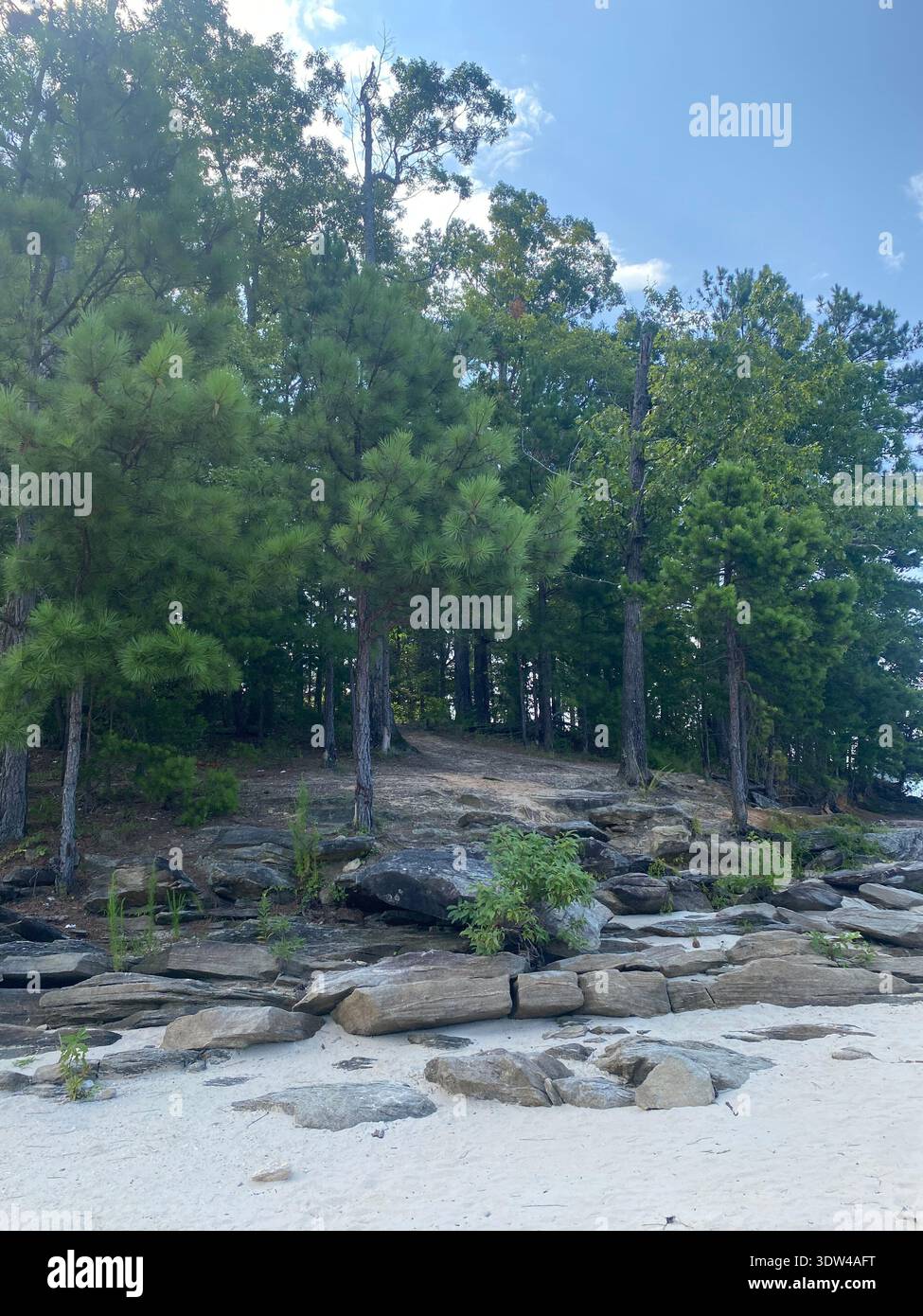Beautiful rocks exposed with sand from eroded banks of Lake Lanier, North Georgia - Smartphone Captured Stock Image