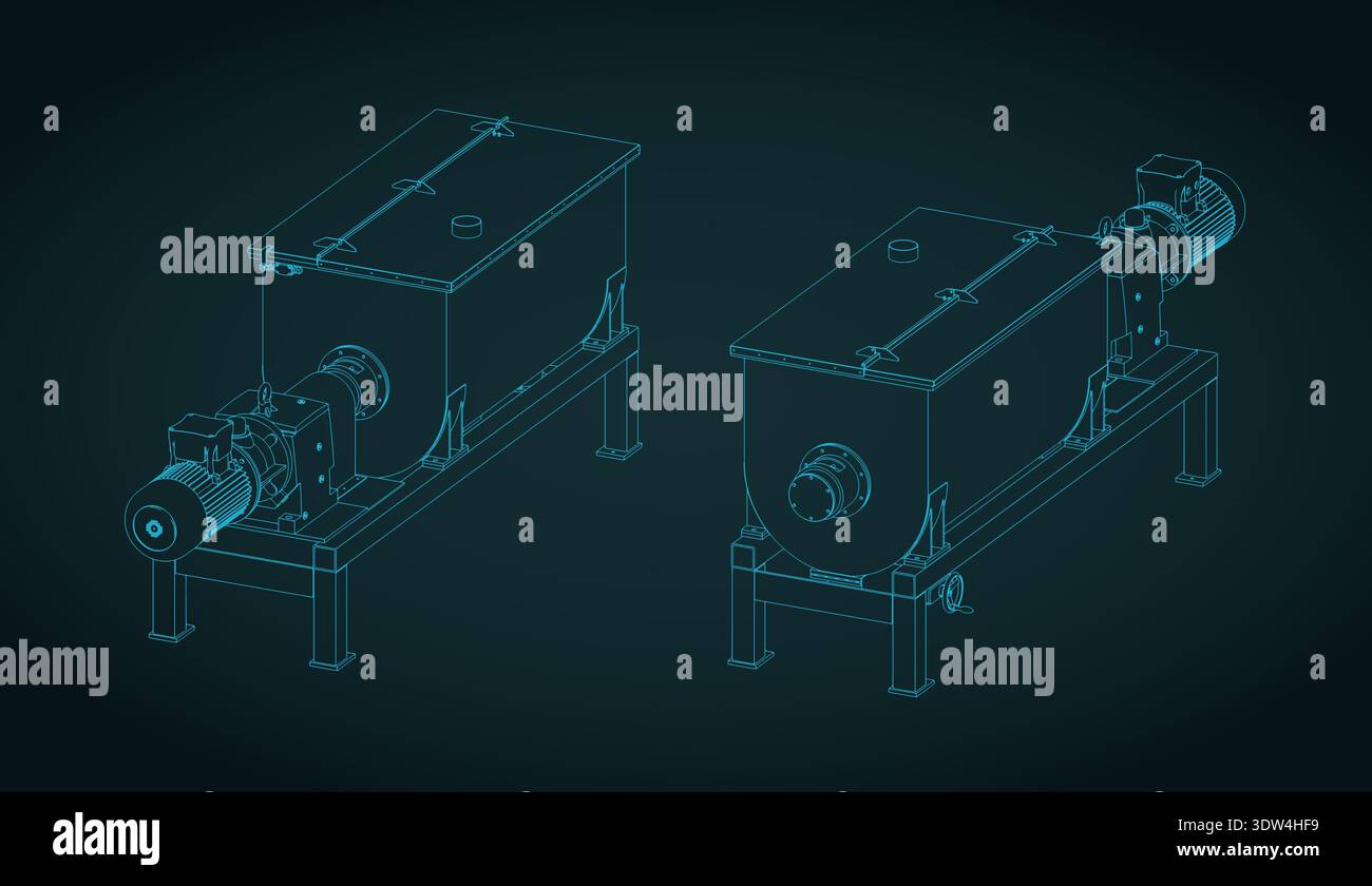 Industrial mixer for processing and mixing dry materials isometric ...