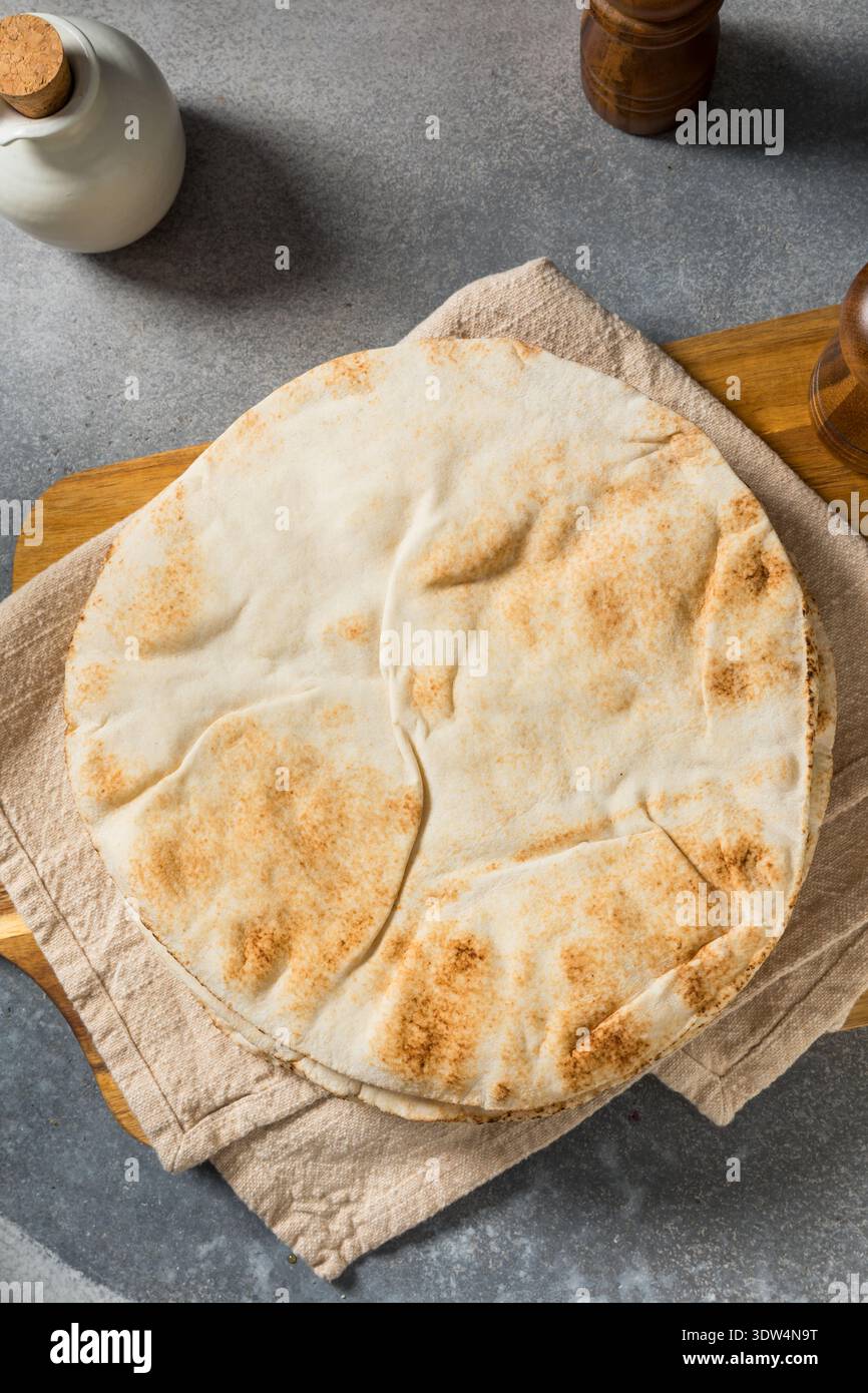 Homemade Large Pita Bread Flatbread in a Stack Stock Photo
