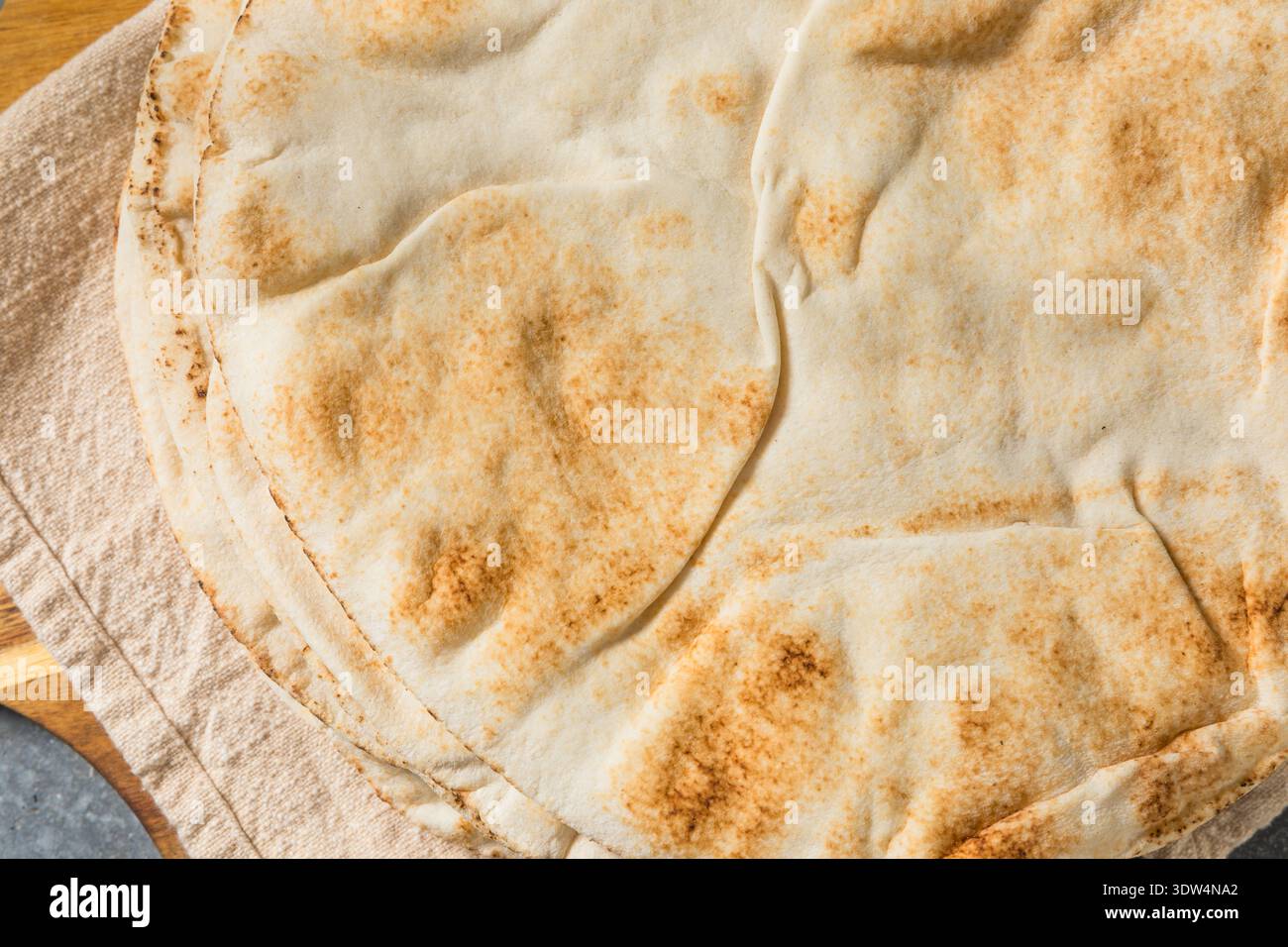 Homemade Large Pita Bread Flatbread in a Stack Stock Photo