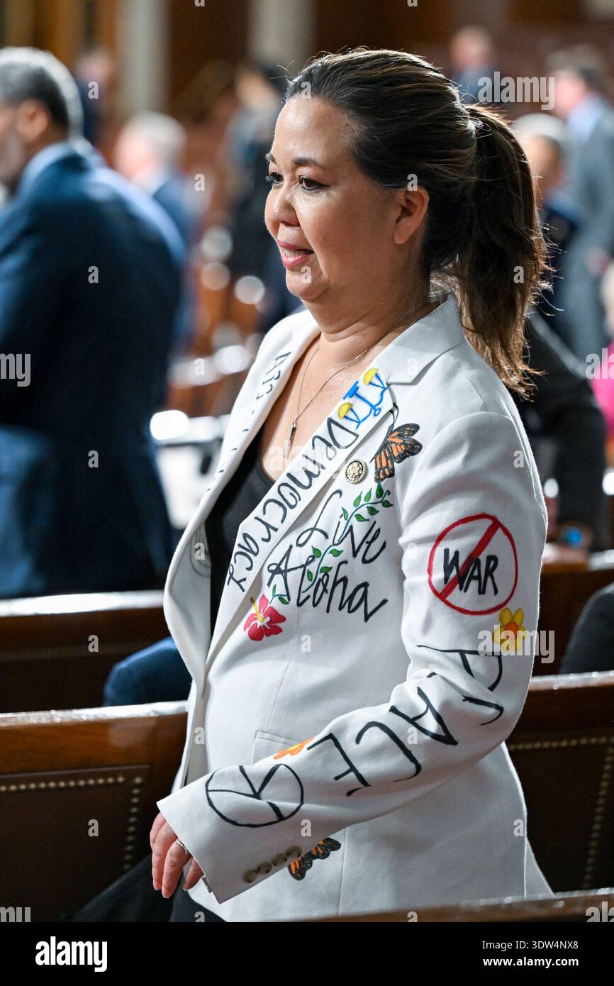 Rep. Jill Tokuda, D-Hawaii, is seen before President Donald Trump ...