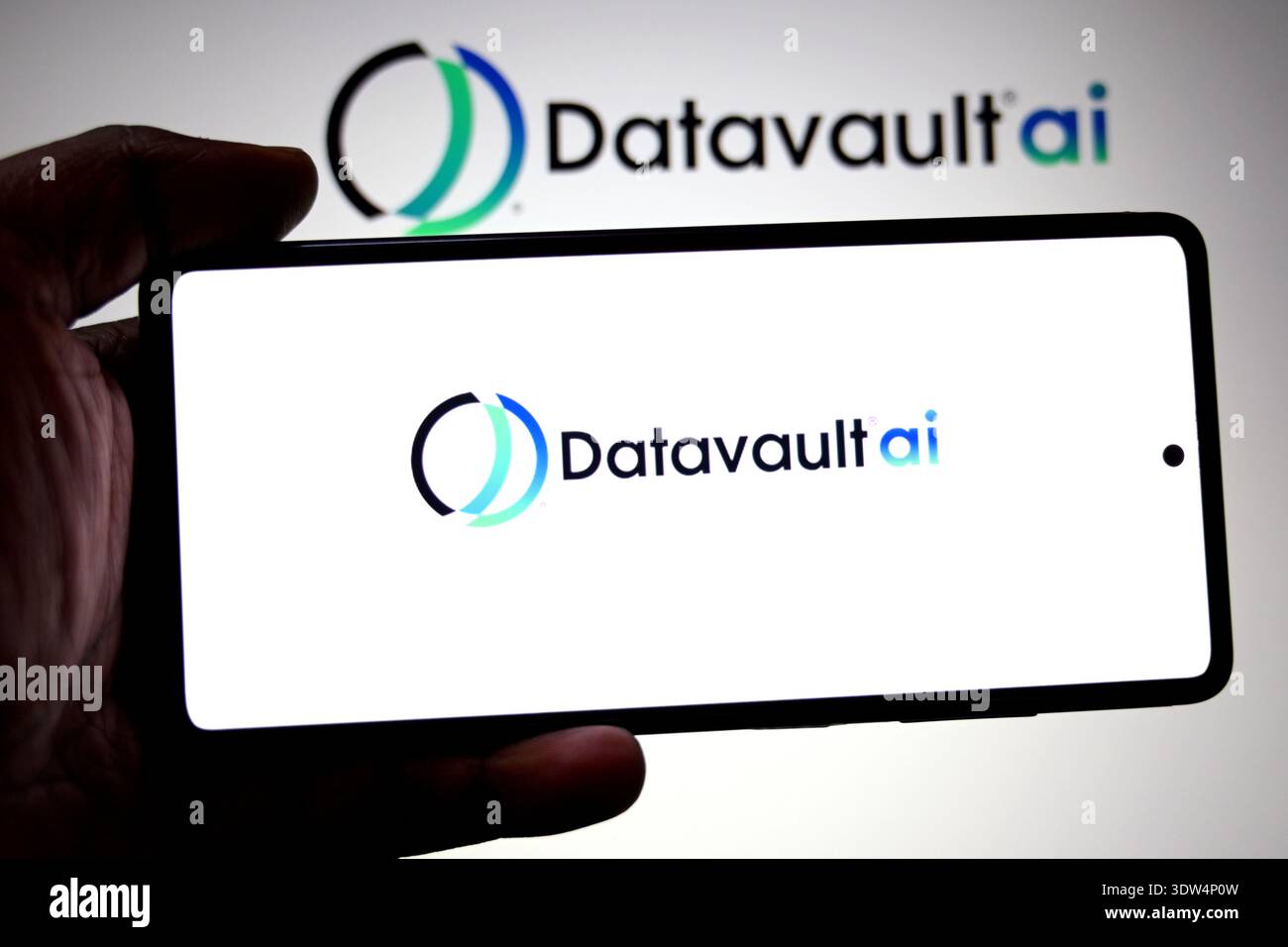 In this photo illustration, a Datavault AI logo is seen displayed on a ...