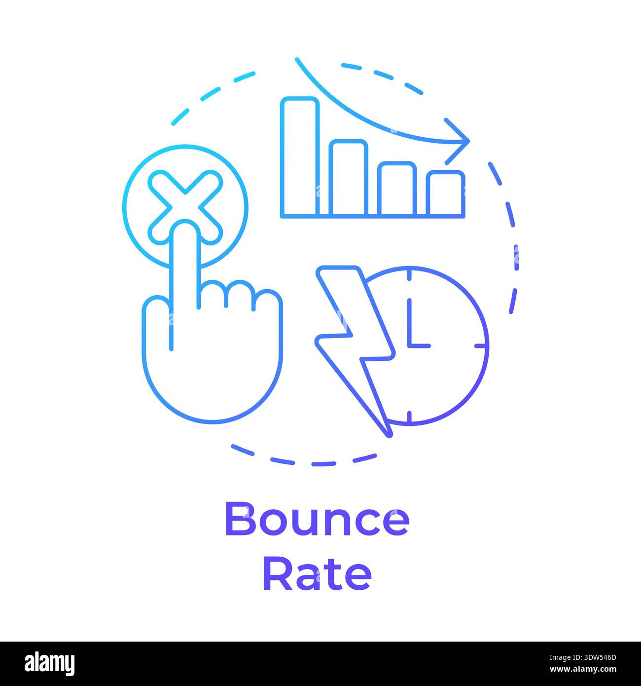 Bounce rate blue gradient concept icon Stock Vector