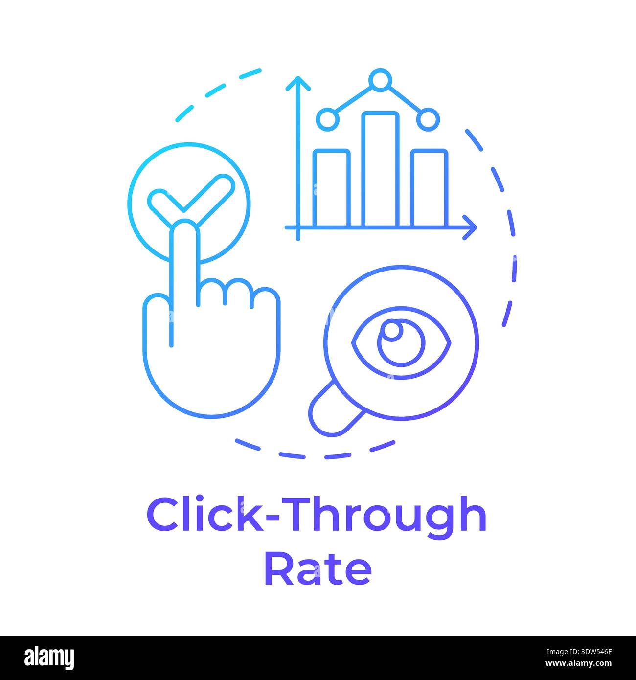 Click through rate blue gradient concept icon Stock Vector